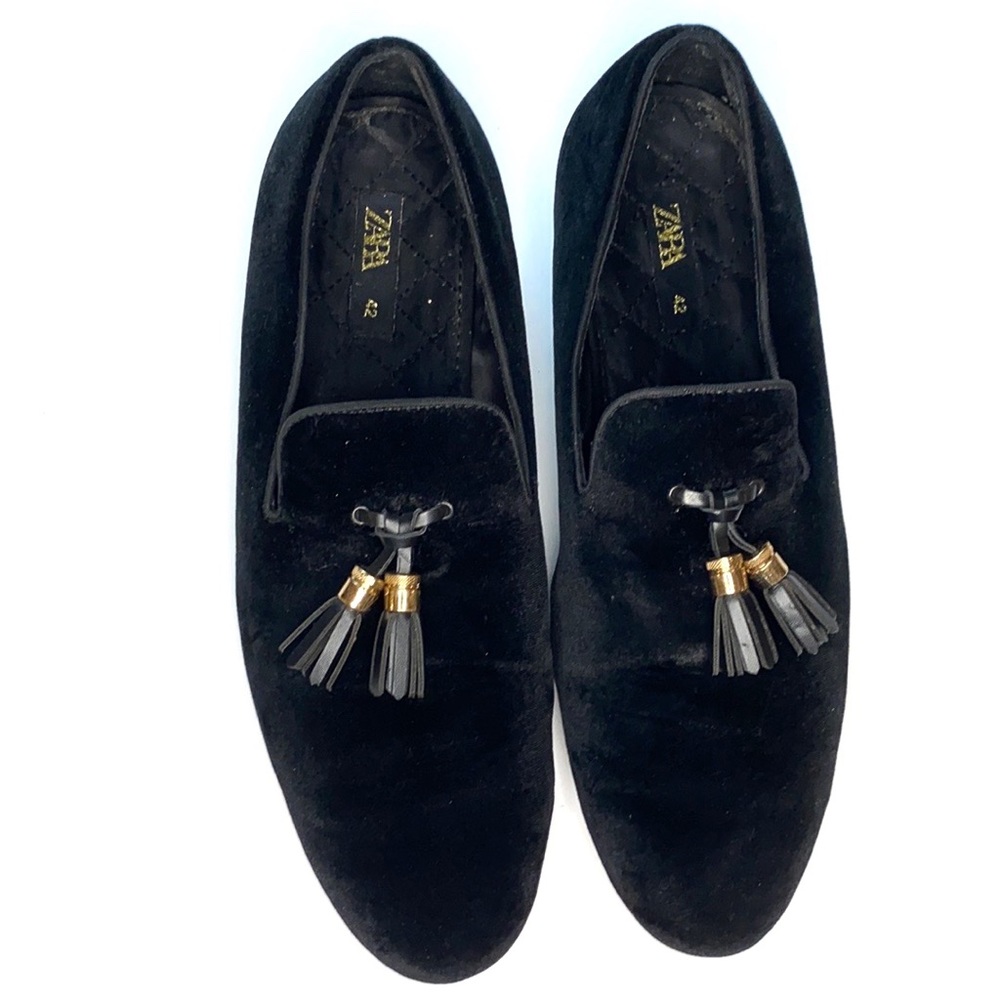 ZARA Men’s Velvet Black Tassel Loafers 9